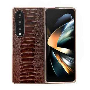 For Samsung Galaxy Z Fold4 5G Genuine Leather Weilai Series Nano Plating Phone Case(Coffee)