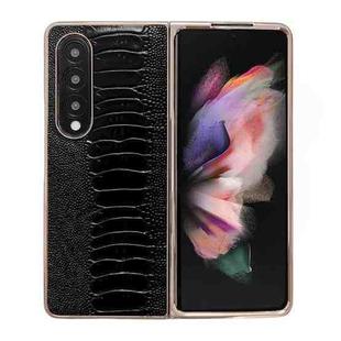 For Samsung Galaxy Z Fold3 5G Genuine Leather Weilai Series Nano Plating Phone Case(Black)