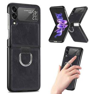 For Samsung Galaxy Z Flip3 5G Litchi Texture Phone Case with Ring(Black)