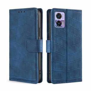 For Motorola Edge 30 Neo Skin Feel Crocodile Magnetic Clasp Leather Phone Case(Blue)