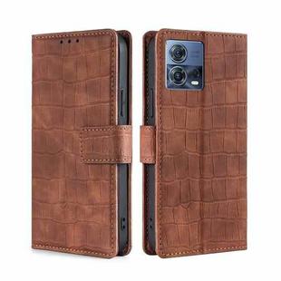 For Motorola Edge S30 Pro 5G/Edge 30 Fusion Skin Feel Crocodile Magnetic Clasp Leather Phone Case(Brown)