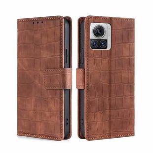 For Motorola Edge X30 Pro 5G/Edge 30 Ultra Skin Feel Crocodile Magnetic Clasp Leather Phone Case(Brown)