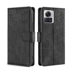For Motorola Edge X30 Pro 5G/Edge 30 Ultra Skin Feel Crocodile Magnetic Clasp Leather Phone Case(Black)