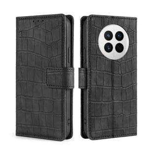 For Huawei Mate 50 Skin Feel Crocodile Magnetic Clasp Leather Phone Case(Black)