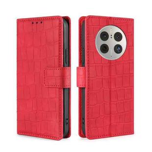 For Huawei Mate 50 Pro Skin Feel Crocodile Magnetic Clasp Leather Phone Case(Red)