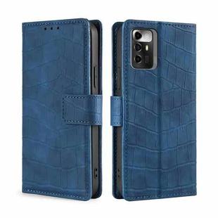 For ZTE Blade A72 5G Skin Feel Crocodile Magnetic Clasp Leather Phone Case(Blue)