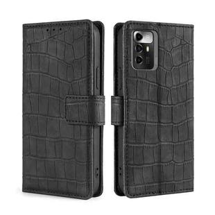 For ZTE Blade A72 5G Skin Feel Crocodile Magnetic Clasp Leather Phone Case(Black)