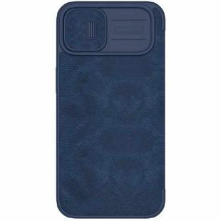 For iPhone 14 NILLKIN QIN Series Pro Crazy Horse Texture Leather Case(Blue)