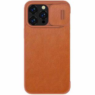 For iPhone 14 Pro Max NILLKIN QIN Series Pro Crazy Horse Texture Leather Case(Brown)