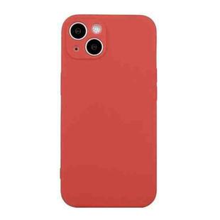 For iPhone 14 Plus  Straight Edge Solid Color TPU Shockproof Phone Case(Hawthorn Red)