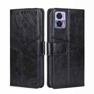 For Motorola Edge 30 Neo Geometric Stitching Leather Phone Case(Black)