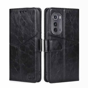 For Motorola Edge 2022 Geometric Stitching Leather Phone Case(Black)