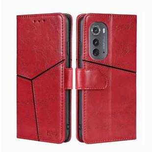 For Motorola Edge 2022 Geometric Stitching Leather Phone Case(Red)