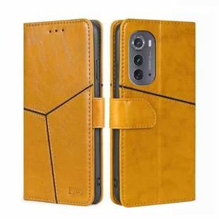For Motorola Edge 2022 Geometric Stitching Leather Phone Case(Yellow)