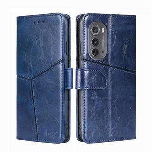 For Motorola Edge 2022 Geometric Stitching Leather Phone Case(Blue)