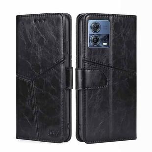 For Motorola Edge S30 Pro 5G/Edge 30 Fusion Geometric Stitching Leather Phone Case(Black)