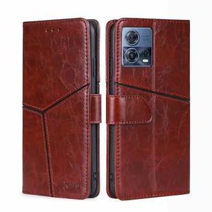 For Motorola Edge S30 Pro 5G/Edge 30 Fusion Geometric Stitching Leather Phone Case(Dark Brown)