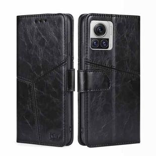 For Motorola Edge X30 Pro 5G/Edge 30 Ultra Geometric Stitching Leather Phone Case(Black)