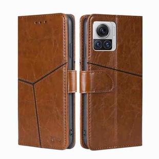 For Motorola Edge X30 Pro 5G/Edge 30 Ultra Geometric Stitching Leather Phone Case(Light Brown)