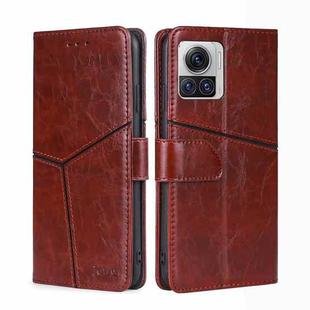 For Motorola Edge X30 Pro 5G/Edge 30 Ultra Geometric Stitching Leather Phone Case(Dark Brown)