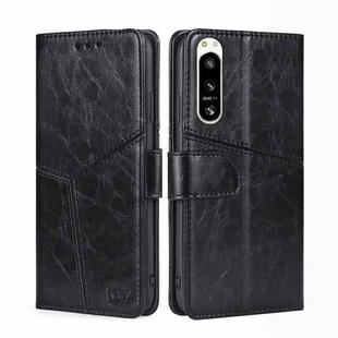 For Sony Xperia 5 IV Geometric Stitching Leather Phone Case(Black)