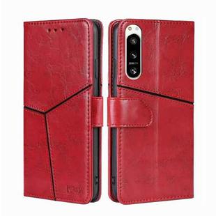 For Sony Xperia 5 IV Geometric Stitching Leather Phone Case(Red)