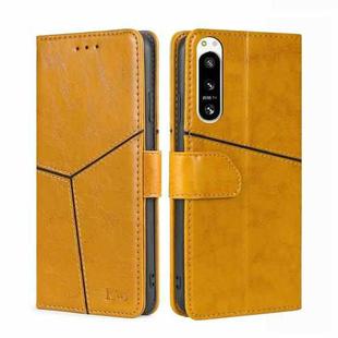 For Sony Xperia 5 IV Geometric Stitching Leather Phone Case(Yellow)