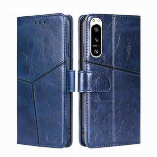 For Sony Xperia 5 IV Geometric Stitching Leather Phone Case(Blue)
