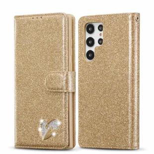 For Samsung Galaxy S22+ 5G Glitter Powder Love Leather Phone Case(Gold)