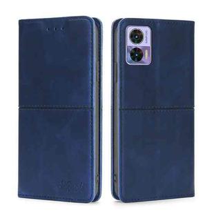 For Motorola Edge 30 Neo Cow Texture Magnetic Horizontal Flip Leather Phone Case(Blue)