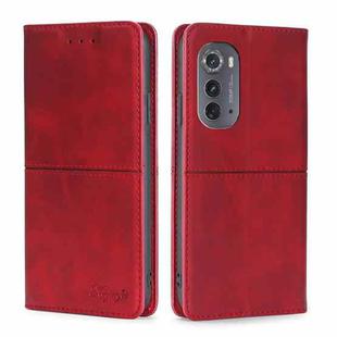 For Motorola Edge 2022 Cow Texture Magnetic Horizontal Flip Leather Phone Case(Red)