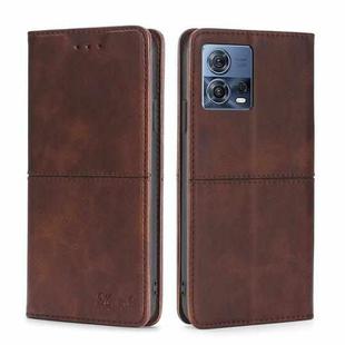 For Motorola Edge S30 Pro 5G/Edge 30 Fusion Cow Texture Magnetic Horizontal Flip Leather Phone Case(Dark Brown)