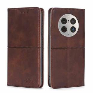 For Huawei Mate 50 Pro Cow Texture Magnetic Horizontal Flip Leather Phone Case(Dark Brown)