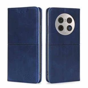 For Huawei Mate 50 Pro Cow Texture Magnetic Horizontal Flip Leather Phone Case(Blue)