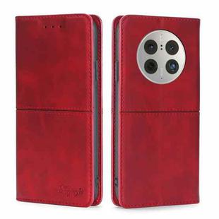 For Huawei Mate 50 Pro Cow Texture Magnetic Horizontal Flip Leather Phone Case(Red)