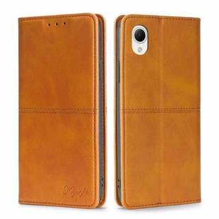 For Samsung Galaxy A23e/A22e Cow Texture Magnetic Horizontal Flip Leather Phone Case(Light Brown)