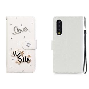 For Huawei P30 Horizontal Flip Solid Color Rhinestones Leather Case with Card Slot & Wallet & Holder(Trojan)