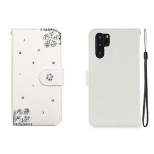 For Huawei P30 Pro Horizontal Flip Solid Color Rhinestones Leather Case with Card Slot & Wallet & Holder(Diagonal Flower)