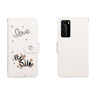 For Huawei P40 Pro Horizontal Flip Solid Color Rhinestones Leather Case with Card Slot & Wallet & Holder(Trojan)