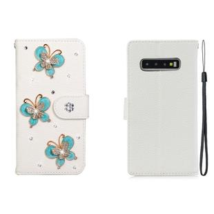 For Galaxy S10 5G Horizontal Flip Solid Color Rhinestones Leather Case with Card Slot & Wallet & Holder(Three Butterflies)