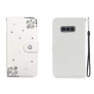 For Galaxy S10 Lite Horizontal Flip Solid Color Rhinestones Leather Case with Card Slot & Wallet & Holder(Diagonal Flower)
