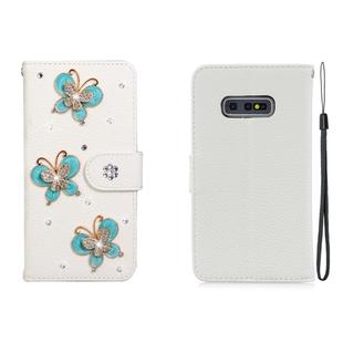 For Galaxy S10 Lite Horizontal Flip Solid Color Rhinestones Leather Case with Card Slot & Wallet & Holder(Three Butterflies)