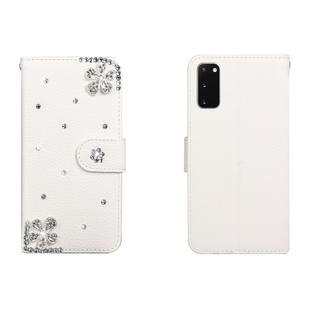 For Galaxy S20 Horizontal Flip Solid Color Rhinestones Leather Case with Card Slot & Wallet & Holder(Diagonal Flower)