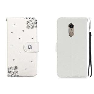 For Xiaomi Redmi 5 Horizontal Flip Solid Color Rhinestones Leather Case with Card Slot & Wallet & Holder(Diagonal Flower)