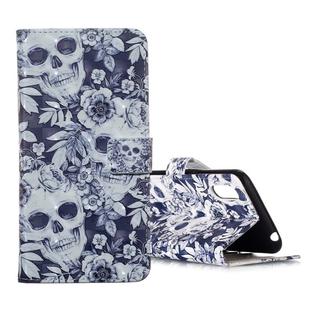 For Galaxy A01 3D Pattern Magnetic Suction Horizontal Flip Leather Case with Holder & Card Slots & Wallet & Photo Holder(Skull Flower)