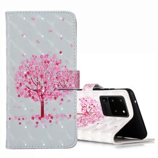 For Galaxy S20 Ultra 3D Pattern Magnetic Suction Horizontal Flip Leather Case with Holder & Card Slots & Wallet & Photo Holder(Pink Tree)