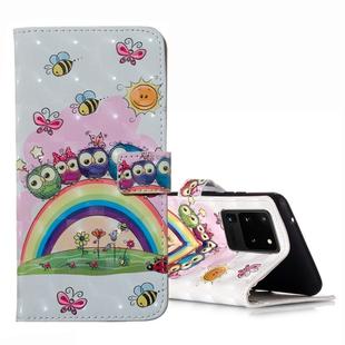 For Galaxy S20 Ultra 3D Pattern Magnetic Suction Horizontal Flip Leather Case with Holder & Card Slots & Wallet & Photo Holder(Rainbow Cat Family)