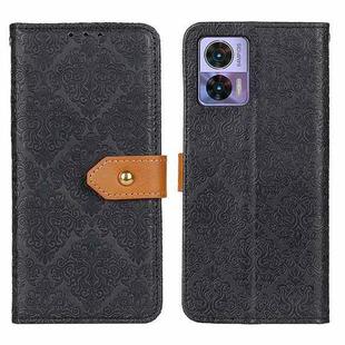 For Motorola Edge 30 Lite / Edge 30 Neo Floral Embossed Leather Phone Case(Black)