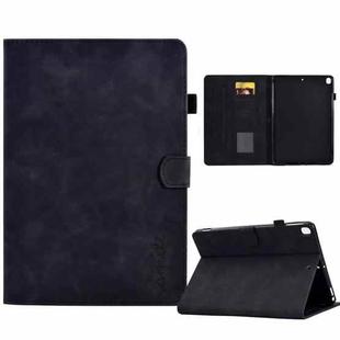 For iPad 10.2 / Air 10.5 2019 Embossed Smile Flip Tablet Leather Smart Case(Black)
