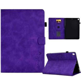 For iPad 10.2 / Air 10.5 2019 Embossed Smile Flip Tablet Leather Smart Case(Purple)
